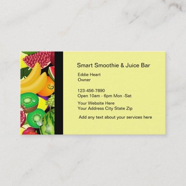 Smoothie-und Frucht-Bar-Geschäfts-Karten Visitenkarte (Vorderseite)