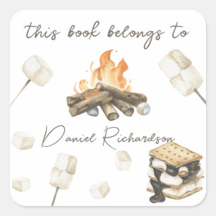 S'more-Baby-Party - Dieses Buch gehört Quadratischer Aufkleber
