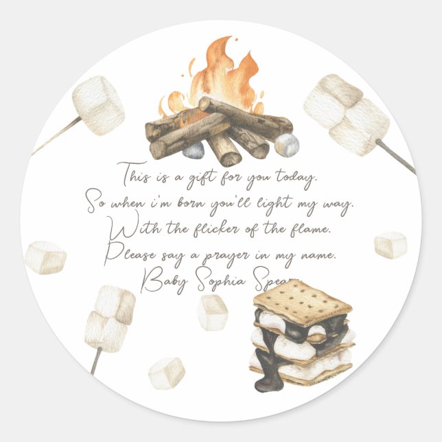 S'more baby shower - étiquette de la bougie de pri (Devant)