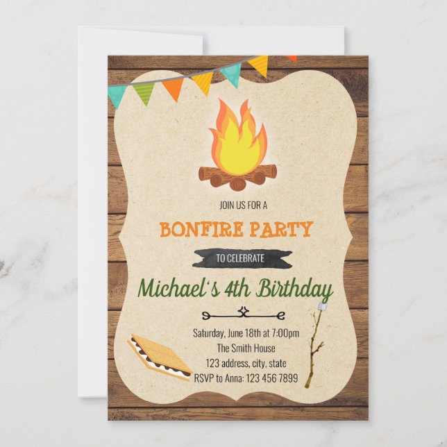 S'more bonfire anniversaire invitation fête (Devant)