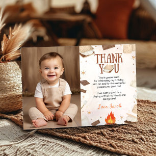 S'more Campfire Birthday Photo Carte de remercieme