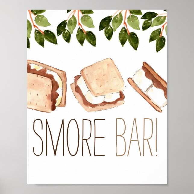 Smore camping anniversaire poster bar (Devant)