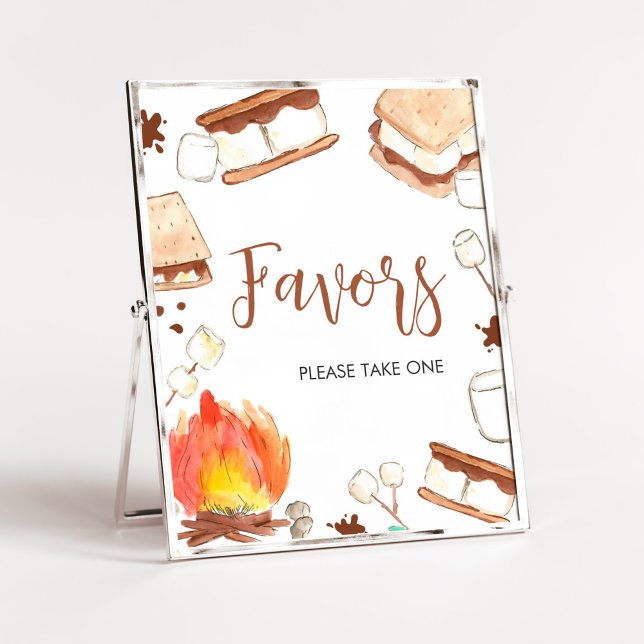 S'more Camping Baby Duwer Favoriten Poster (Smore Fun Baby Shower Favors Sign)