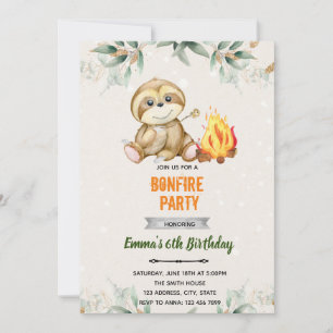 Smore-Faultier-Schlafparty-Einladung Einladung