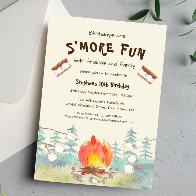 S'more Fun Camping Invitation Anniversaire (Créateur téléchargé)