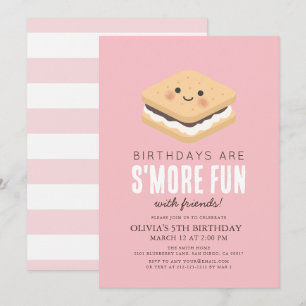 S'more Fun Kawaii Pink Girl Geburtstag Einladung
