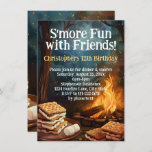 Smore Fun with Friends Camping Birthday Party Einladung<br><div class="desc">Viel Spaß mit Freunden! Feiern Sie Ihren Geburtstag oder besondere Anlass mit diesem lustigen Campfeuer Camping Feuerlöschlampe themed Custom Einladung. Schönes,  generatives ai Kunstwerk mit einer rauschenden Lagerfeuergrube und einem Stapel köstlicher Gooey-Schokolade,  Marshmallows und Graham Goodness. Passen Sie es mit Ihren Veranstaltungsdetails an.</div>