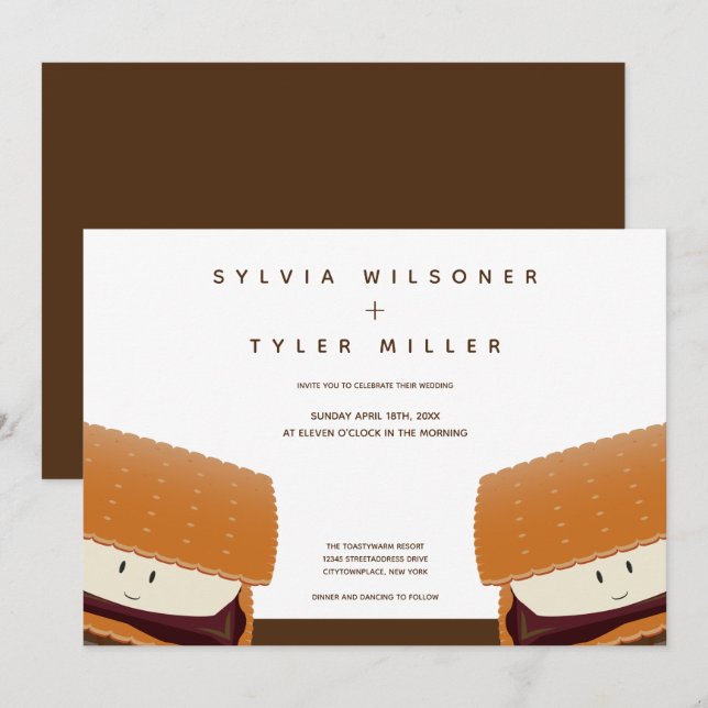 S'more Illustration Food Wedding Einladung (Vorne/Hinten)