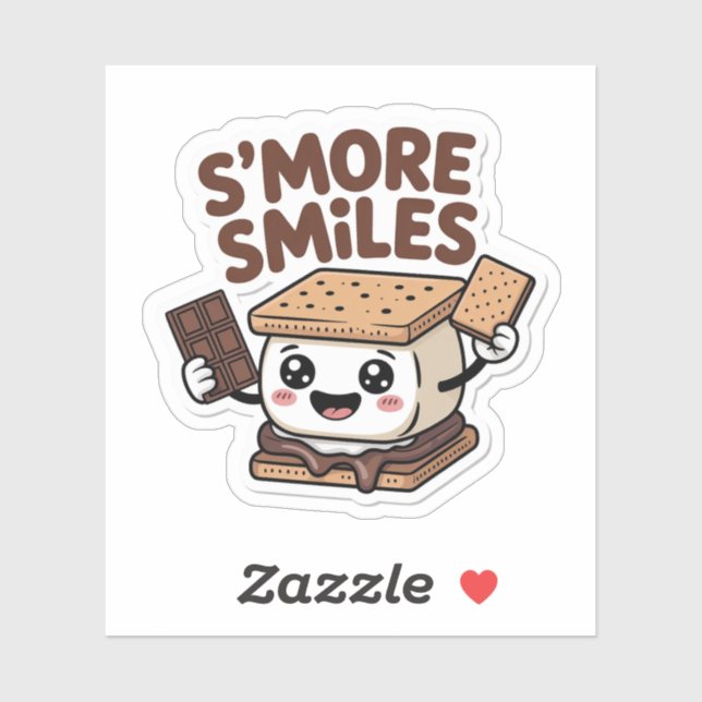 S'more lächelt Niedliche Kawaii Campfire Leckerei Aufkleber (Blatt)