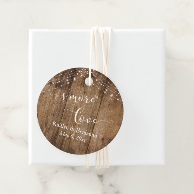 "S'More Liebe" Rustikales Holz & Leichtbauwerk Geschenkanhänger (Beispiel)