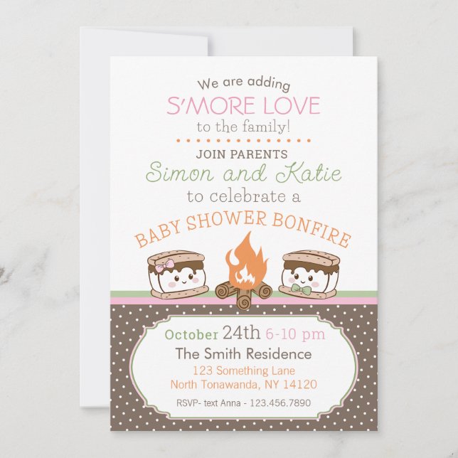 S'more Love thème baby shower invitation (Devant)
