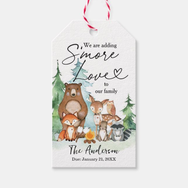 S'more Love Woodland Theme Geschenkanhänger (Vorderseite)