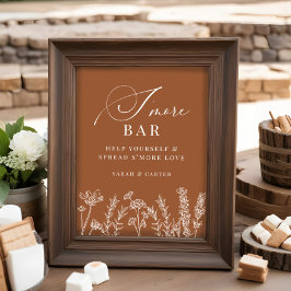 S'mores Bar Burnt Orange Wildblume Hochzeitszeiche Poster