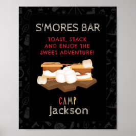 S'mores Bar Camping Geburtstagsfeier Unterschrift Poster