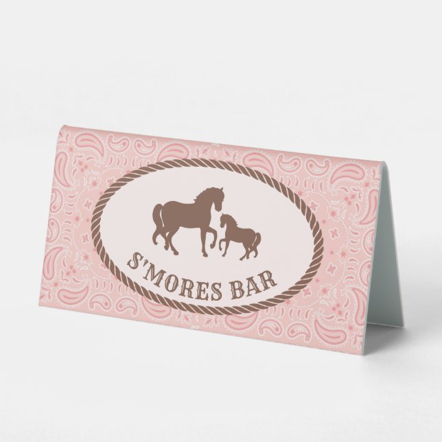 S'mores Bar | Cowgirl-Party | Tafelzeitszeichen Tischaufsteller (Vorderseite)