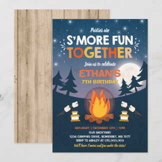 S'mores Birthday Invitation S'mores Bonfire Party Einladung