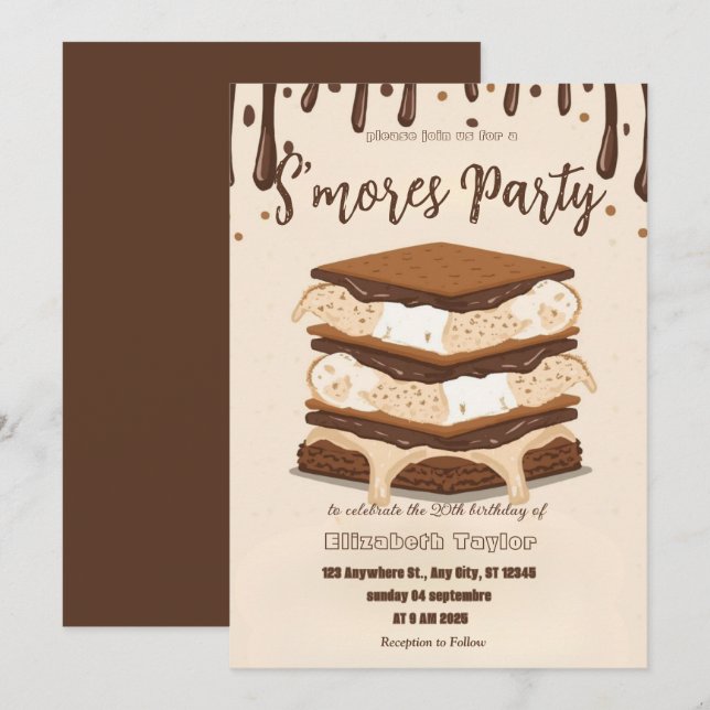 S'mores Birthday Party Invitation – Cozy Campfire  (Devant / Derrière)