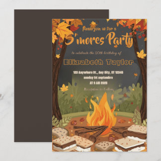 S'mores Birthday Party Invitation – Cozy Campfire Einladung