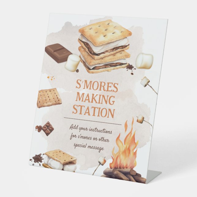S'mores Birthday Party Pedestzeichen Sockelschild (Vorderseite)