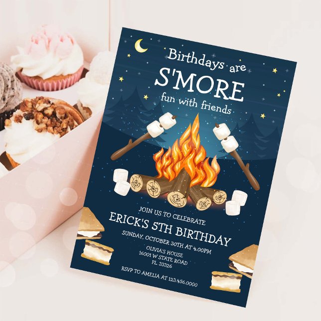 S'mores Birthday Party S'mores Camping Birthday Einladung (Von Creator hochgeladen)