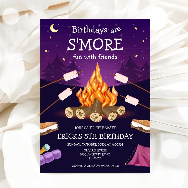 S'mores Birthday Party S'mores Camping Birthday Einladung (Von Creator hochgeladen)
