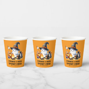 Smores Boos Crew Ghost Camping Halloween Orange Pappbecher