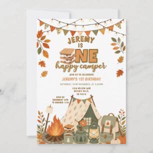 S'mores Camping-Junge-Camper-Party-Herbst-Blumen Einladung