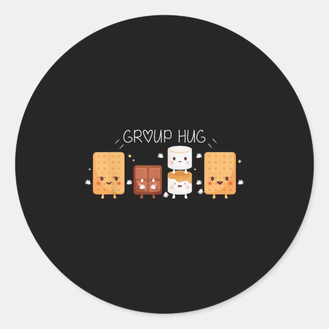 Smores Group Hug Shirt Camping Campfire Marshmallo Runder Aufkleber (Vorderseite)