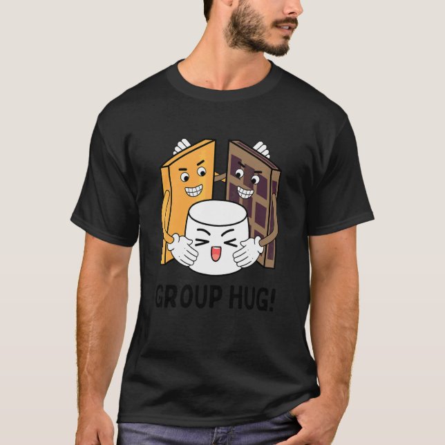 S'mores-Gruppenumarmung Camping Schokolade Marshma T-Shirt (Vorderseite)