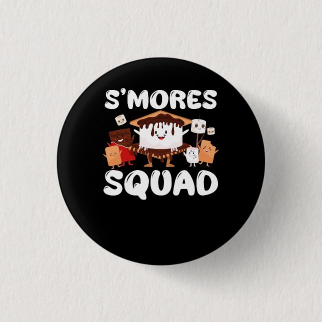 S'mores Marshmallows Funny Smores Squad Camping Ca Button (Vorderseite)