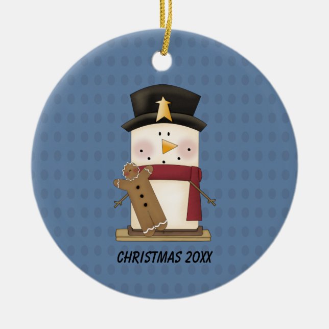 S'mores Schneemann mit GingerbreadChristmas Keramikornament (Vorne)