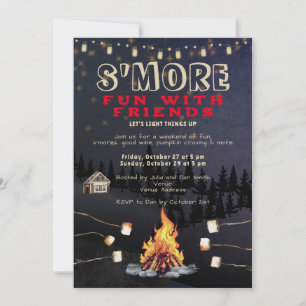 S'mores-Spaß am Lagerfeuer im Hinterhof Friendsgiv Einladung