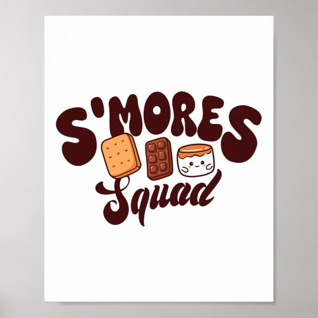 S'mores Squad Camping Lagerfeuer Schokolade Marshm Poster (Vorne)