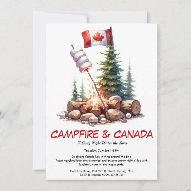 S'mores, Stories & Stars | kanadisches Campfeuer Einladung (Vorderseite)