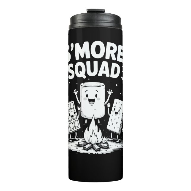 S'mores-Trupp Camping Lagerfeuer Süß Marshmallow Thermosbecher (Vorderseite)