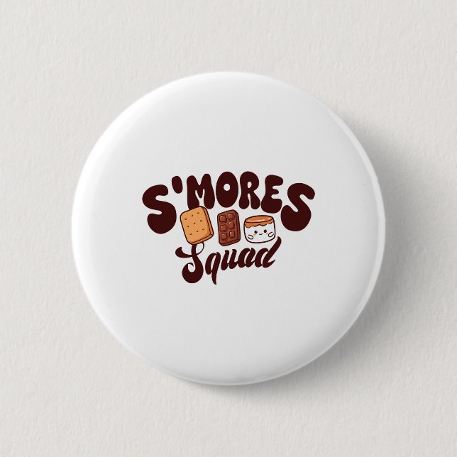 S'mores-Truppe Camping Lagerfeuer Schokolade Marsh Button (Vorderseite)