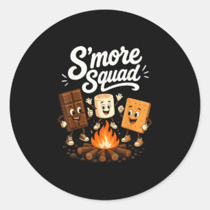 S'mores-Truppe lustige Marshmallow Lagerfeuer Runder Aufkleber