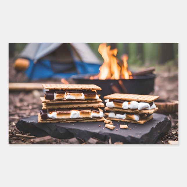 S'mores vor Campfeueraufkleber Rechteckiger Aufkleber (Vorderseite)