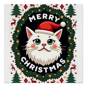 Smudge Cat hässlicher Weihnachtspullover (1) Poster