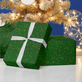 Smudge Dark Green Gold Confetti Dots Geschenkpapier