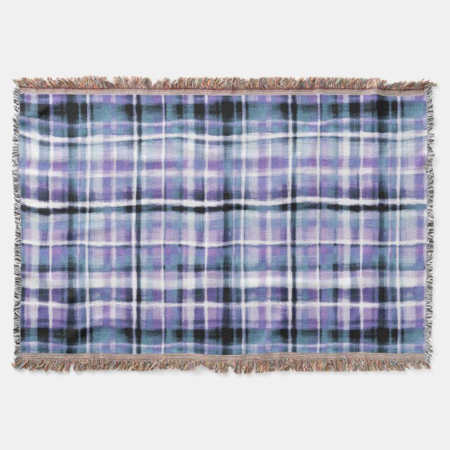 Smudgy Modern Lila Kariert Decke (Vorderseite)