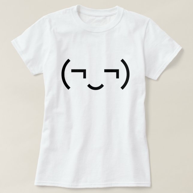 Smug Emoticon (EUR ‿) Japanischer Kaomoji T-Shirt (Design vorne)