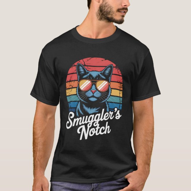 Smugglers’ Notch Retro Ski Resort Cat T-Shirt (Vorderseite)