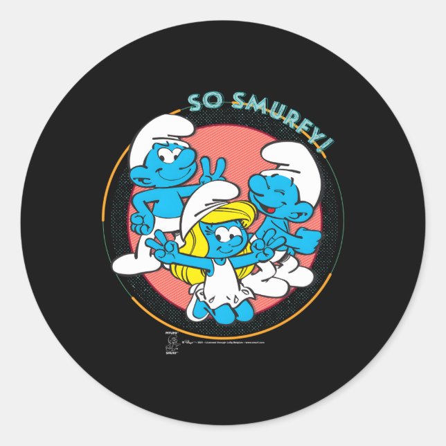 Smurfette Jokey so Smurfey Runder Aufkleber (Vorderseite)
