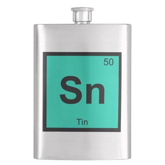 Sn - Zinn-Chemie-Symbol-Element Flachmann (Vorderseite)