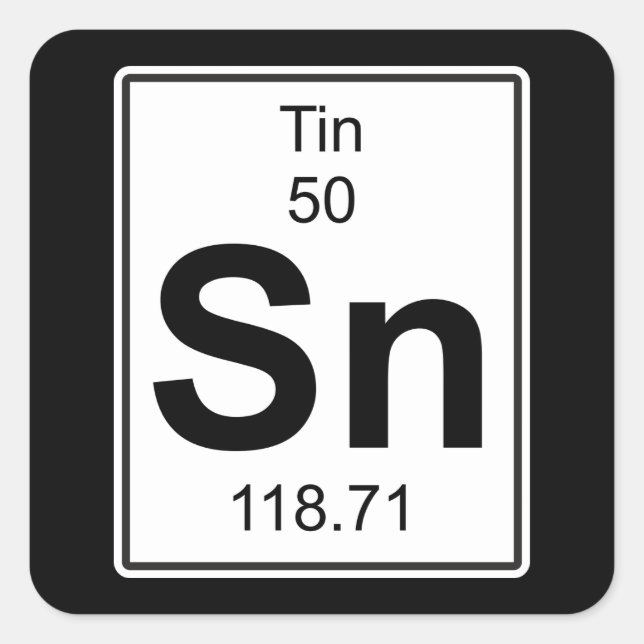 Sn - Zinn Quadratischer Aufkleber (Vorderseite)