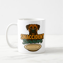 "SNACCIDENT Survivor" Funny Boxer Hund Tasse