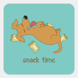 Snack time quadratischer aufkleber