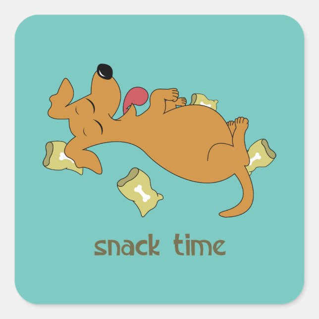 Snack time quadratischer aufkleber (Vorderseite)