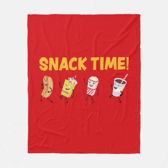 Snack Time! Retro Candy Popcorn Fleecedecke (Vorderseite)